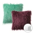 thumbnail image 1 of Phantoscope Christmas holiday Decorative Throw Pillow Set, Faux Fur Series Covers with inserts, 20" x 20", Turquoise and Dark Purple, 2 Pack, 1 of 7