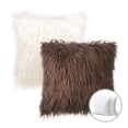 thumbnail image 1 of Phantoscope Christmas holiday Decorative Throw Pillow Set, Faux Fur Series Covers with inserts, 22" x 22", Dark Coffee and Off White, 2 Pack, 1 of 7