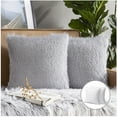thumbnail image 1 of Phantoscope Christmas holiday Decorative Throw Pillow Set, Luxurious Shiny Tassel Fringed Velvet Series Covers with inserts, 18" x 18", Gray, 2 Pack, 1 of 3
