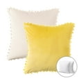 thumbnail image 1 of Phantoscope Christmas holiday Decorative Throw Pillow Set, Pom Pom Velvet Series Covers with inserts, 18" x 18", Yellow and Off White, 2 Pack, 1 of 6