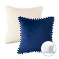 thumbnail image 1 of Phantoscope Christmas holiday Decorative Throw Pillow Set, Pom Pom Velvet Series Covers with inserts, 20" x 20", Navy and Off White, 2 Pack, 1 of 6