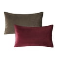 thumbnail image 1 of Phantoscope Christmas Decorative Throw Pillow Set, Silky Velvet Series Covers, 12" x 20", Dark Coffee and Dark Red, 2 Pack, 1 of 7