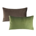 thumbnail image 1 of Phantoscope Christmas Decorative Throw Pillow Set, Silky Velvet Series Covers, 12" x 20", Light Green and Dark Coffee, 2 Pack, 1 of 7