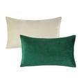 thumbnail image 1 of Phantoscope Christmas Decorative Throw Pillow Set, Silky Velvet Series Covers, 12" x 20", Green and Off White, 2 Pack, 1 of 7