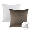 thumbnail image 1 of Phantoscope Christmas holiday Decorative Throw Pillow Set, Silky Velvet Series Covers with inserts, 18" x 18", Dark Coffee and White, 2 Pack, 1 of 7