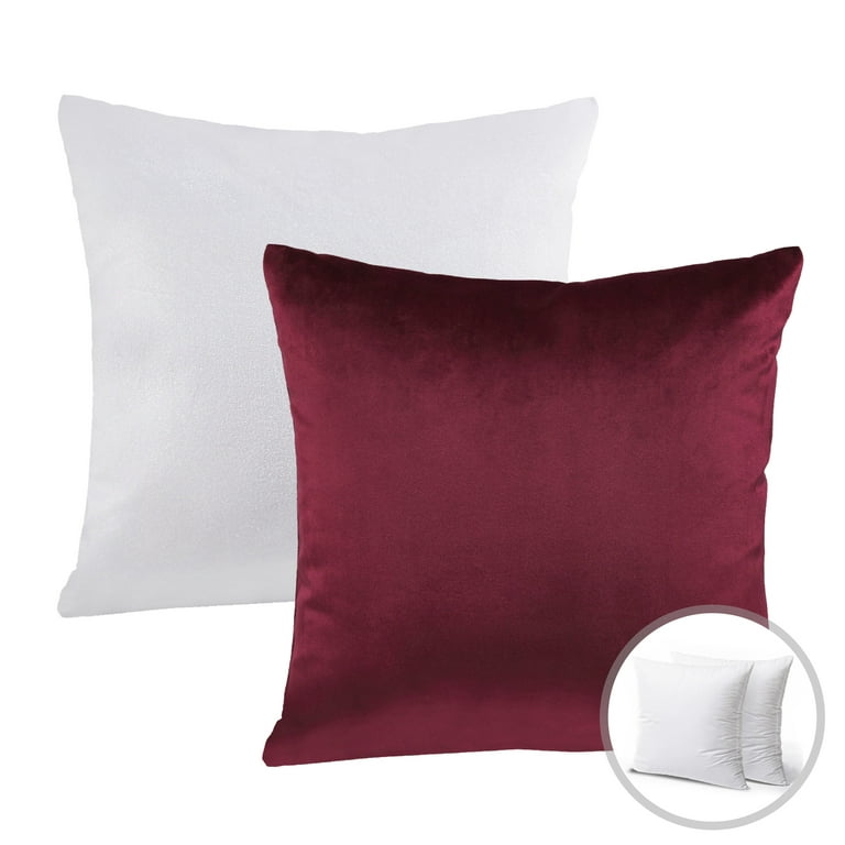Phantoscope Christmas Holiday Decorative Throw Pillow with Insert, Silky Velvet Series, 18 inch x 18 inch, White, 1 Pack
