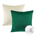 thumbnail image 1 of Phantoscope Christmas holiday Decorative Throw Pillow Set, Silky Velvet Series Covers with inserts, 18" x 18", Green and Off White, 2 Pack, 1 of 7