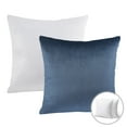 thumbnail image 1 of Phantoscope Christmas holiday Decorative Throw Pillow Set, Silky Velvet Series Covers with inserts, 20" x 20", Dark Blue and White, 2 Pack, 1 of 7