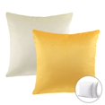 thumbnail image 1 of Phantoscope Christmas holiday Decorative Throw Pillow Set, Silky Velvet Series Covers with inserts, 22" x 22", Yellow and Off White, 2 Pack, 1 of 7
