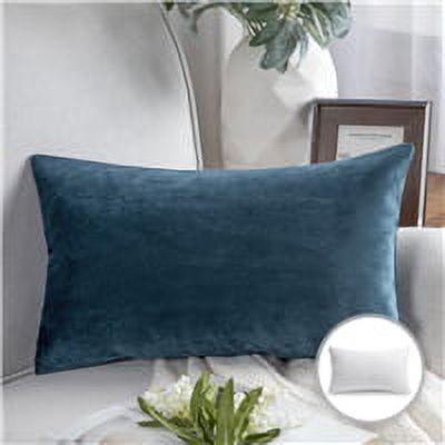Phantoscope Christmas holiday Decorative Throw Pillow with insert, Silky Velvet Series, 12" x 20", Dark Blue, 1 Pack