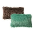 thumbnail image 1 of Phantoscope Christmas Faux Fur Series Decorative Throw Pillow Covers, 12" x 20", Turquoise and Dark Purple, 2 Pack, 1 of 7