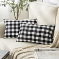 thumbnail image 1 of Phantoscope Classic Checkers Series Retro Plaids Square Decorative Throw Pillow with Insert, 12"x20", Black/White, 2 Pack, 1 of 7