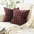 thumbnail image 1 of Phantoscope Classic Checkers Series Retro Plaids Square Decorative Throw Pillow with Insert, 20"x20", Red/Black, 2 Pack, 1 of 7