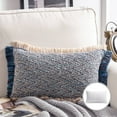 thumbnail image 1 of Phantoscope Classic Handmade Jacquard Spun Gold with Tassel Square Decorative Throw Pillow with Insert for Couch, 12" x 20", Blue, 1 Pack, 1 of 7