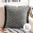 thumbnail image 1 of Phantoscope Classic Handmade Jacquard Spun Gold with Tassel Square Decorative Throw Pillow with Insert for Couch, 18" x 18", Black, 1 Pack, 1 of 7