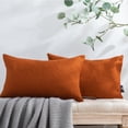 thumbnail image 1 of Phantoscope Classic Woven Textured Thick Solid Color Checker Plaid Series Outdoor Decorative Throw Pillow for Patio, 12" x 20", Orange, 2 Pack, 1 of 4
