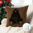 thumbnail image 1 of Phantoscope Corduroy Velvet Decorative Pillow, Brown Bear Patched Winter Series, 18" x 18", Brown, Pack of 1, 1 of 4