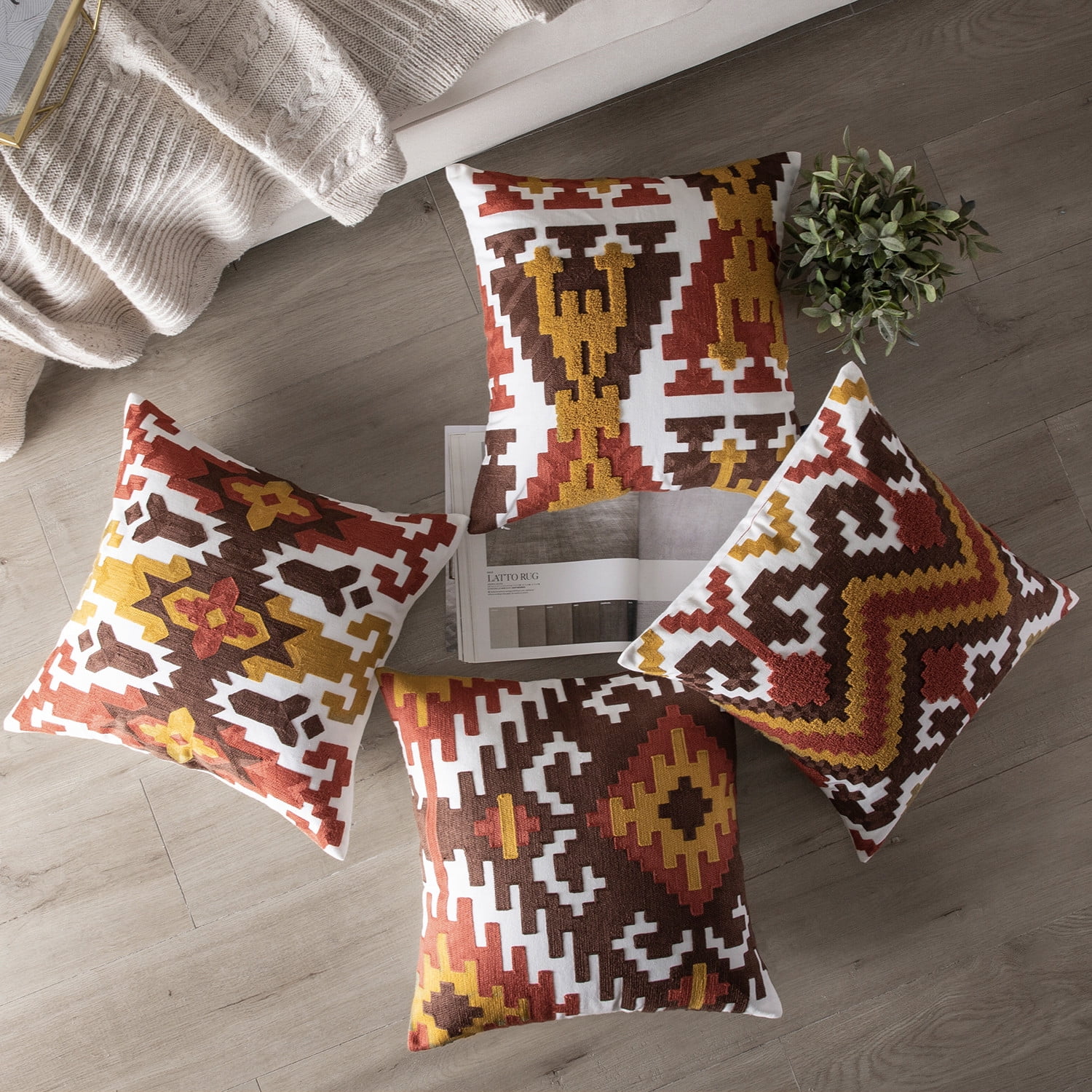 Phantoscope Cotton Embroidery Series Decorative Throw Pillow Cover, 18 ...