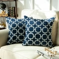 thumbnail image 1 of Phantoscope Cotton Jacquard Geometric Series Decorative Throw Pillow, 18" x 18", Navy Blue Diamond, 2 Pack, 1 of 4