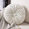 thumbnail image 1 of Phantoscope Crushed Velvet Pleated Round Pumpkin Floor Pillow Series Decorative Throw Pillow, 16" x 16" Round, White, 1 Pack, 1 of 6
