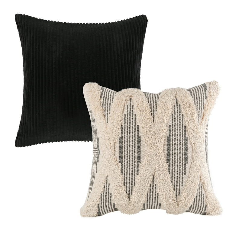 Phantoscope Boho Woven Tufted with Tassel Series Decorative Throw Pillow,  18 x 18, Cream White Stripe, 1 Pack - Walmart.com