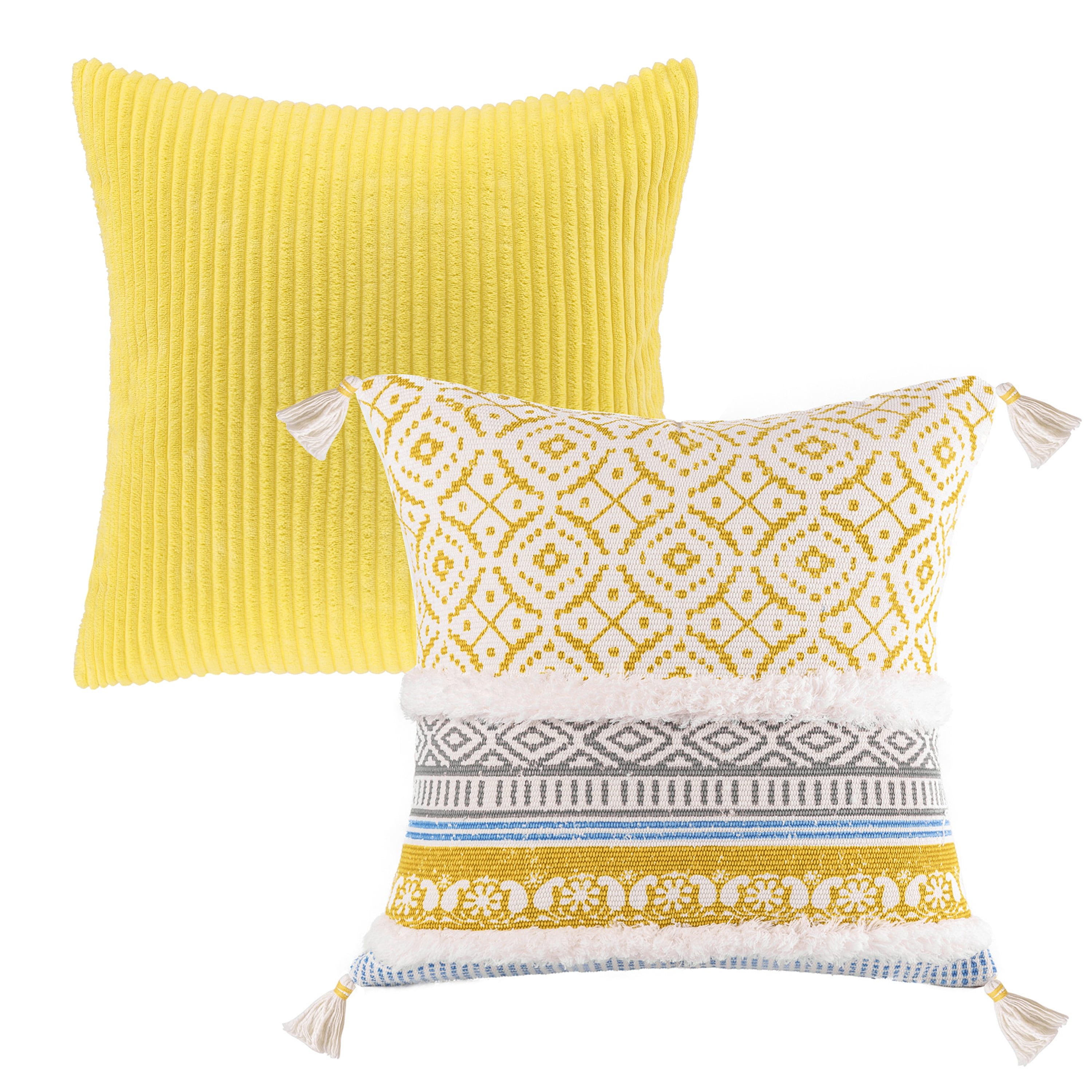 Phantoscope Decorative Throw Pillow Set, Soft Corduroy Striped Velvet