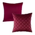 thumbnail image 1 of Phantoscope Decorative Throw Pillow Set, Soft Silky Velvet & Soft Pleated Velvet Bundle, for Sofa Couch Bedroom, Dark Red & Wine Red, 18" x 18", 1 of 7