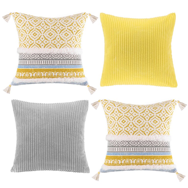 Phantoscope Boho Woven Tufted with Tassel Series Decorative Throw Pillow, 18  x 18, Cream White Stripe, 1 Pack - Walmart.com