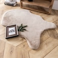 thumbnail image 1 of Phantoscope Deluxe Soft Faux Rabbit Fur Collection Asymmetrical Decorative Home Decor Modern Area Rug, Beige, 1 of 4