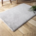 thumbnail image 1 of Phantoscope Deluxe Soft Faux Rabbit Fur Collection Decorative Home Decor Modern Area Rug, Gray, 1 of 4