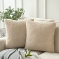 thumbnail image 1 of Phantoscope Deluxe Soft Faux Rabbit Fur Series Decorative Throw Pillow, 18" x 18", Beige, 2 Pack, 1 of 4