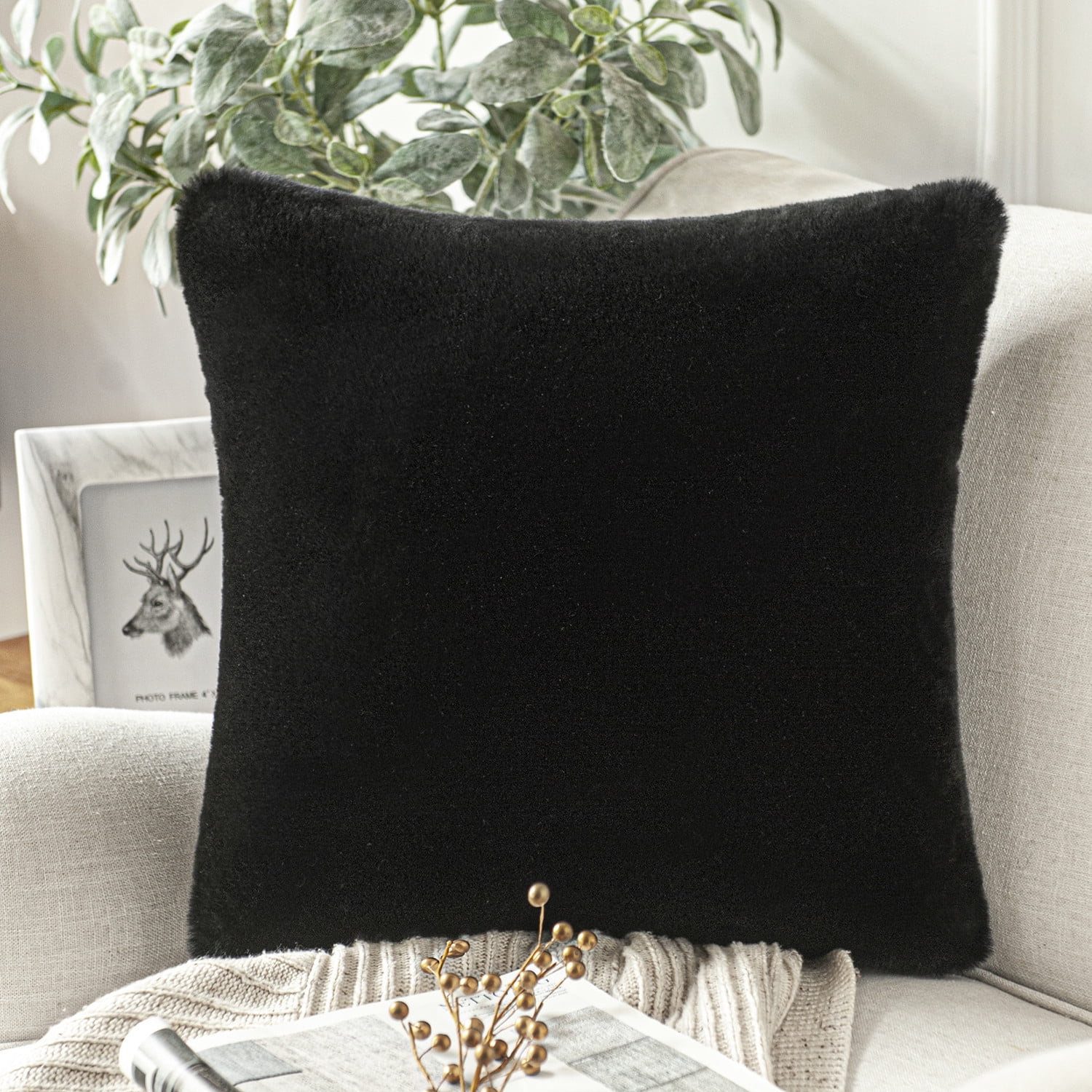Faux rabbit fur throw pillow new arrivals