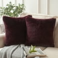 thumbnail image 1 of Phantoscope Deluxe Soft Faux Rabbit Fur Series Decorative Throw Pillow, 18" x 18", Dark Purple, 2 Pack, 1 of 4