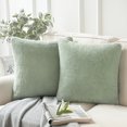 thumbnail image 1 of Phantoscope Deluxe Soft Faux Rabbit Fur Series Decorative Throw Pillow, 18" x 18", Green, 2 Pack, 1 of 7