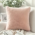 thumbnail image 1 of Phantoscope Deluxe Soft Faux Rabbit Fur Series Decorative Throw Pillow, 18" x 18", Pink, 1 Pack, 1 of 4