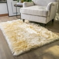 thumbnail image 1 of Phantoscope Deluxe Soft Faux Sheepskin Fur Collection Area Rug, Yellow, 1 of 3