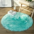 thumbnail image 1 of Deluxe Ultra Soft Faux Sheepskin Fur Series Fluffy Decorative Indoor Shag Area Rug, 3 x 3 Feet Round, Turquoise, 1 Pack, 1 of 3