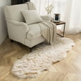 thumbnail image 1 of Phantoscope Deluxe Soft Faux Sheepskin Fur Solid Print Decorative Modern Area Rug, Beige, 2' x 6', 1 of 5