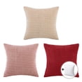 thumbnail image 1 of Phantoscope Designer's Choice Decorative Throw Pillow Bundle Set, Pink Gradient Corduroy Corn Striped Velvet Series Covers with inserts, 22" x 22", 3 Pack, 1 of 6