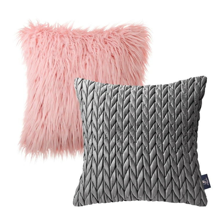Pink and online gray throw pillows