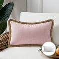thumbnail image 1 of Phantoscope Farmhouse Burlap Linen Tailored Edge Series Decorative Throw Pillow, 12" x 20", Pink, 1 Pack, 1 of 5