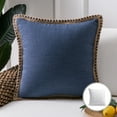 thumbnail image 1 of Phantoscope Farmhouse Burlap Linen Tailored Edge Series Decorative Throw Pillow, 18" x 18", Blue, 1 Pack, 1 of 5