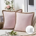 thumbnail image 1 of Phantoscope Farmhouse Burlap Linen Tailored Edge Series Decorative Throw Pillow, 18" x 18", Light Pink, 2 Pack, 1 of 7