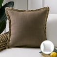 thumbnail image 1 of Phantoscope Farmhouse Burlap Linen Tailored Edge Series Decorative Throw Pillow, 22" x 22", Coffee, 1 Pack, 1 of 5