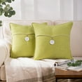 thumbnail image 1 of Phantoscope Farmhouse Button Series Square Decorative Throw Pillow Cover for Couch, 18" x 18", Yellow Green, Single Button, 2 Pack, 1 of 6