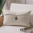 thumbnail image 1 of Phantoscope Farmhouse Series Cotton Blend Decorative Throw Pillow with Single Button, 12" x 20",Offwhite, 1 Pack, 1 of 7