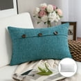 thumbnail image 1 of Phantoscope Farmhouse Series Cotton Blend Decorative Throw Pillow with Triple Button, 12" x 20", Lake Blue, 1 Pack, 1 of 5