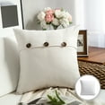 thumbnail image 1 of Phantoscope Farmhouse Series Cotton Blend Decorative Throw Pillow with Triple Button, 18" x 18", Off-White, 1 Pack, 1 of 5