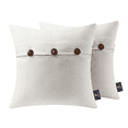 thumbnail image 1 of Phantoscope Farmhouse Triple Button Linen Decorative Throw Pillow, Ivory, 18" x 18", 2 Pack, 1 of 9