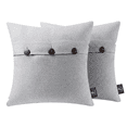 thumbnail image 1 of Phantoscope Farmhouse Triple Button Linen Decorative Throw Pillow, Light Gray, 18" x 18", 2 Pack, 1 of 9